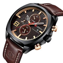 CURREN Quartz Watches for Men's Original Brand Multi-function Calendar style Waterproof Boys Leather Wrist Watch 8324 - brown