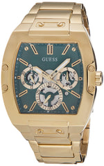 Guess US Men's Gold-Tone and Green Multifunction Watch