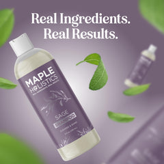 Maple Holistics Sage Shampoo for Anti Dandruff with Jojoba, Argan, and Organic Tea Tree Oil - Natural, Sulfate Free Treatment for Women and Men - Safe for Color Treated Hair (8 fl. oz.)