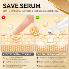 Snail Peptide Eye Serum, 360° Massage Ball Roll-On for Moisturizing and Firming, Under Eye Roller Cream with Niacinamide and Snail Mucin, Reduces Dark Circles, Puffiness, Wrinkles, and Fine Lines