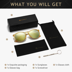 SUNGAIT Vintage Round Sunglasses for Women Men Classic Retro Designer Style