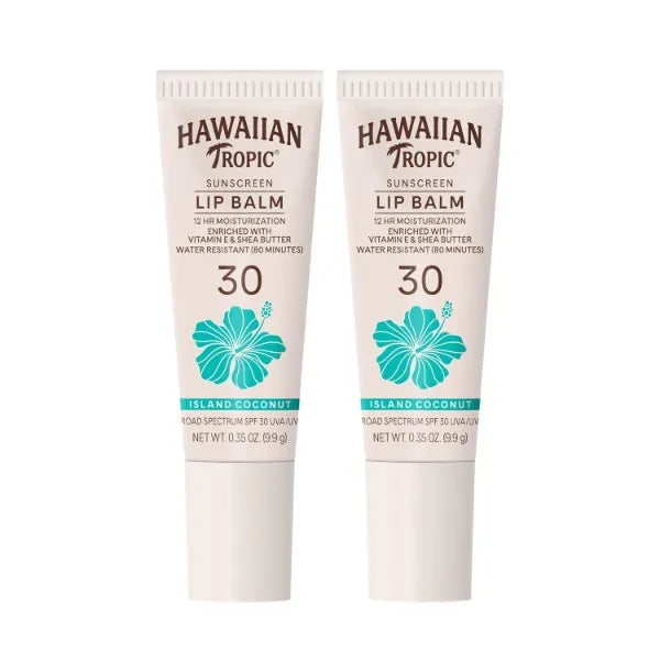 Hawaiian Tropic Lip Balm, Island Coconut, SPF 30, 0.35 Oz each, (Pack of 2)
