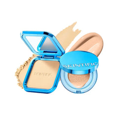SKINTIFIC Velvet Matte Cushion Foundation Blue #02 Ivory & Ultra Cover Powder Foundation Set – Full Coverage