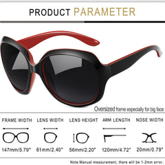 Joopin Polarized Sunglasses for Women, Ladies Big Frame Polarized Eyewear UV400 Protection Driving Fishing - Black Red