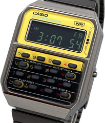 Casio Unisex Digital Dial Stainless Steel Band Watch Black / Yellow / Black