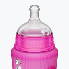 Smilo Baby Bottle Set with Stage 0 Slow Flow Anti Colic Nipple, 5 Oz / 150 ml Capacity, 3X Pack of Anti Colic Baby Bottles 0-3 Months - Pink