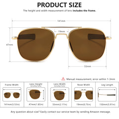 SUNGAIT Men's Military Style Polarized Pilot Aviator Sunglasses Bayonet Temples