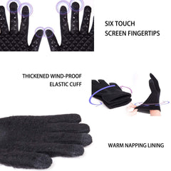 Veximind Winter Gloves for Men and Women - Upgraded Touchscreen Thermal Knit Gloves for Cold Weather, Running, Driving, Hiking - Black