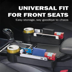 Joyzzz Car Seat Gap Filler Organizer, Plastic Car Seat Gap Filler, Car Seat Organizer with Cup Holder, Practical Car Organizer for Car Accessories Interior,Holding Phone, Wallet, Cup (Black)