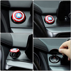 ELECDON Car Engine Start Stop Button Cover, Captain America and Iron Man Decorative Ring Push Start Button Cover Ignition Protective Cover Universal Button Anti Scratch Decorative Stickers 2packs