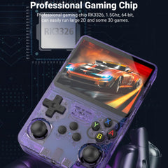Bewinner 3.5 Inch Retro Handheld Game Console, Video Game Console with Dual Style Linux/Garlic Support, Retro Console with Dual 3D Joysticks (Transparent Black) (64G)
