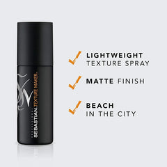 Sebastian Professional Texture Maker | Lightweight Hair Texturizer Spray with Medium Hold & Matte Finish | Non-Aerosol Hairspray with Sea Salt | 5.07 oz