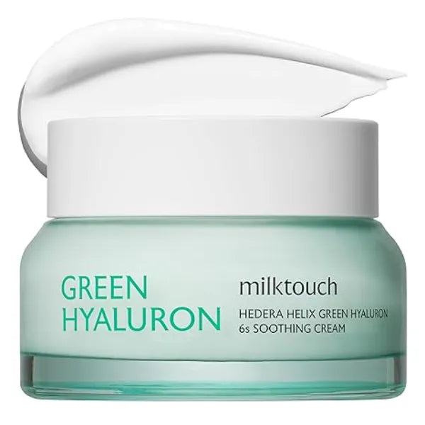 MILKTOUCH Green Hyaluron 6 Second Soothing Cream Hydrating Gel Moisturizer for Sensitive, Dry, Oily Skin Reduces Redness, Irritation, Fine Lines Centella Asiatica & Hyaluronic Acid 1.69 Fl Oz