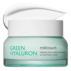 MILKTOUCH Green Hyaluron 6 Second Soothing Cream Hydrating Gel Moisturizer for Sensitive, Dry, Oily Skin Reduces Redness, Irritation, Fine Lines Centella Asiatica & Hyaluronic Acid 1.69 Fl Oz
