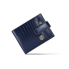 HAMMONDS FLYCATCHER Genuine Leather Wallet for Men - RFID Protected Leather Purse for Men, Money Purse for Men - 5 Card Slots, Coin Pocket, Hidden Pockets, Metal Snap Button - Croc Blue