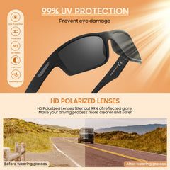 WASAIKKU Polarized Sunglasses for Men Women Classic Fashion Sunglasses Baseball Cycling Driving Fishing Golf Mens Sunglasses with UV Protectio - Black Frame With Black Lens