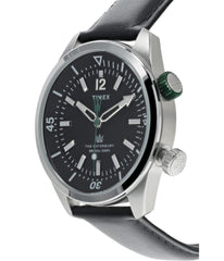 Timex Men’s Waterbury Diver 41mm Watch – Black Dial Stainless Steel Case with Black Leather Strap