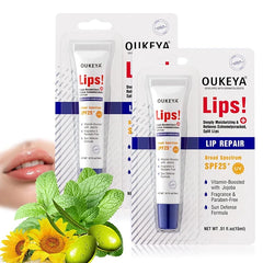 OUKEYA 2 Pack, Medicated Lip Balm w/Organic & 100% Natural Ingredients, Squeeze Tube Lip Butter SPF 25+ Long-Lasting Moisturizing Overnight Lip Mask Gentle Exfoliation Extreme Dry Lips Treatment