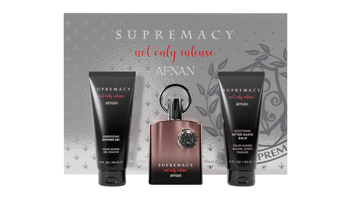 AFNAN Gift Set Supremacy Not Only Intense Eau De Perfume 100 ML + Shower Gel 150 ML + After Shave 150 ML, Perfume Gift Set For Men