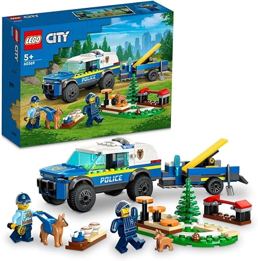 LEGO 60369 City Mobile Police Dog Training Set, SUV Toy Car with Trailer, Obstacle Course and Puppy Figures, Animal Playset for Boys and Girls Aged 5 Plus