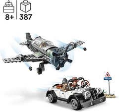 LEGO Indiana Jones Escape from the Fighter Plane Action Set with Buildable Plane Model and Vintage Car Toy Car, Plus 3 Mini Figures, The Last Crusade Movie 77012