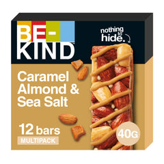 BE-KIND Caramel Almond Nut & Sea Salt Snack Bar, Gluten Free Snacks, High Fibre, Source of Protein, No Artificial Preservatives, No Artificial Colors, No Artificial Flavours - 40g, Pack of 12