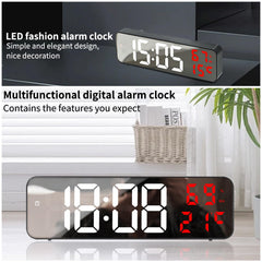 SkyerShoop Large Display Digital Alarm Clock for office room Decor,LED Electronic Date Temp Display,Wall Electric Clocks 5 level brightness and smart auto adjust,Modern Desk Accessories(white and red)