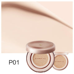 CARSLAN Moisture Air Cushion Cream Face Foundation Makeup, Lightweight, Full Dewy Coverage, Builable Glow, Finish Foundation with Hyaluronic acid, P01 Fair Pink For Dry Skin (Refill Included)