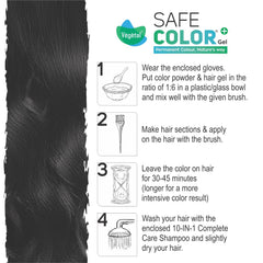 Vegetal Safe Color+ Organic Permanent Gel Hair Color, Soft Black 1.0, No Ammonia, Made with Natural Herbs, 100% Gray Coverage, 30-Day Color Lock (190 ml)