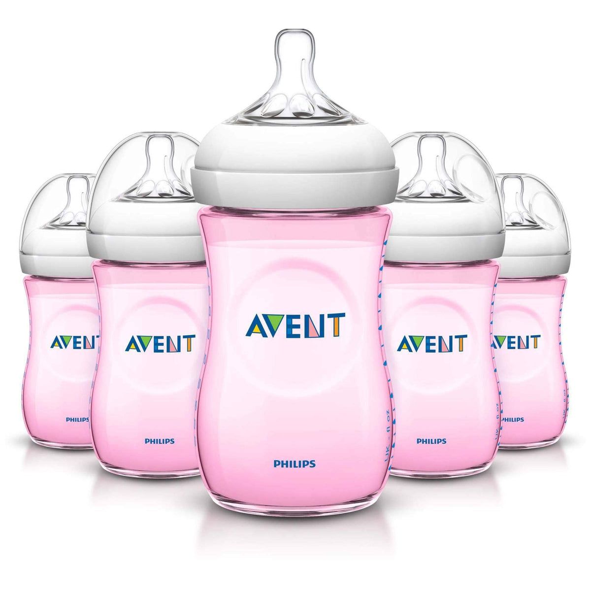 AVENT Philips Natural Pink Baby Bottles SCF693/58, 260 ml, 5 Pack