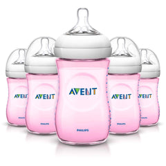AVENT Philips Natural Pink Baby Bottles SCF693/58, 260 ml, 5 Pack