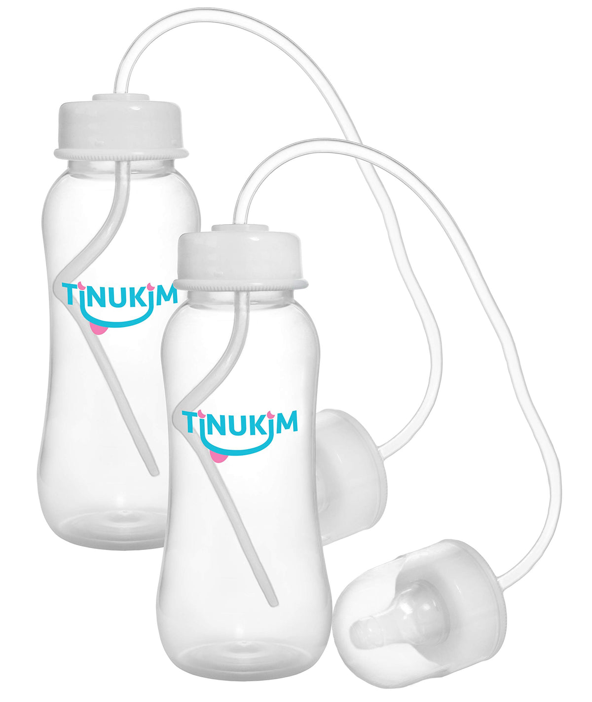 Tinukim 9 Ounce Hands Free Baby Bottle Anti-Colic Nursing System for Babies and Infants, Set of 2