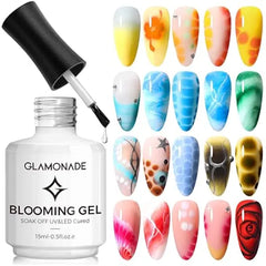 Glamonade Blooming Gel Nail Polish 15 ml Clear Led Uv Blooming New Year Gel for Spreading Effect  Marble Floral Watercolor Soak Off Nails Art Design Gift for Nail Artists & Beginners
