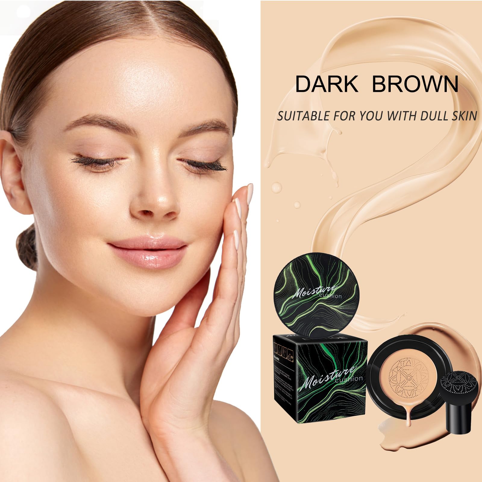 Makeup Base Mushroom Head,Air Cushion Liquid Foundation,Air Cushion BB,Liquid Foundation Mushroom,Natural Moisturizing Full Coverage Foundation,Brightening Pigment BB Cream Foundation for Women