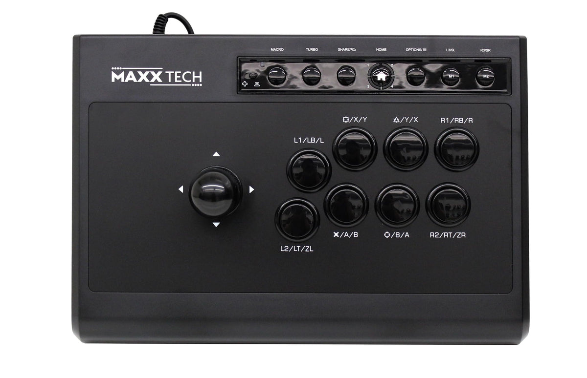 Maxx Tech Multiplatform Arcade Fight Stick, VIEWLIX Layout, Turbo Function, For PC, Nintendo Switch, PS3, PS4, Xbox One, Xbox Series X/S & Android