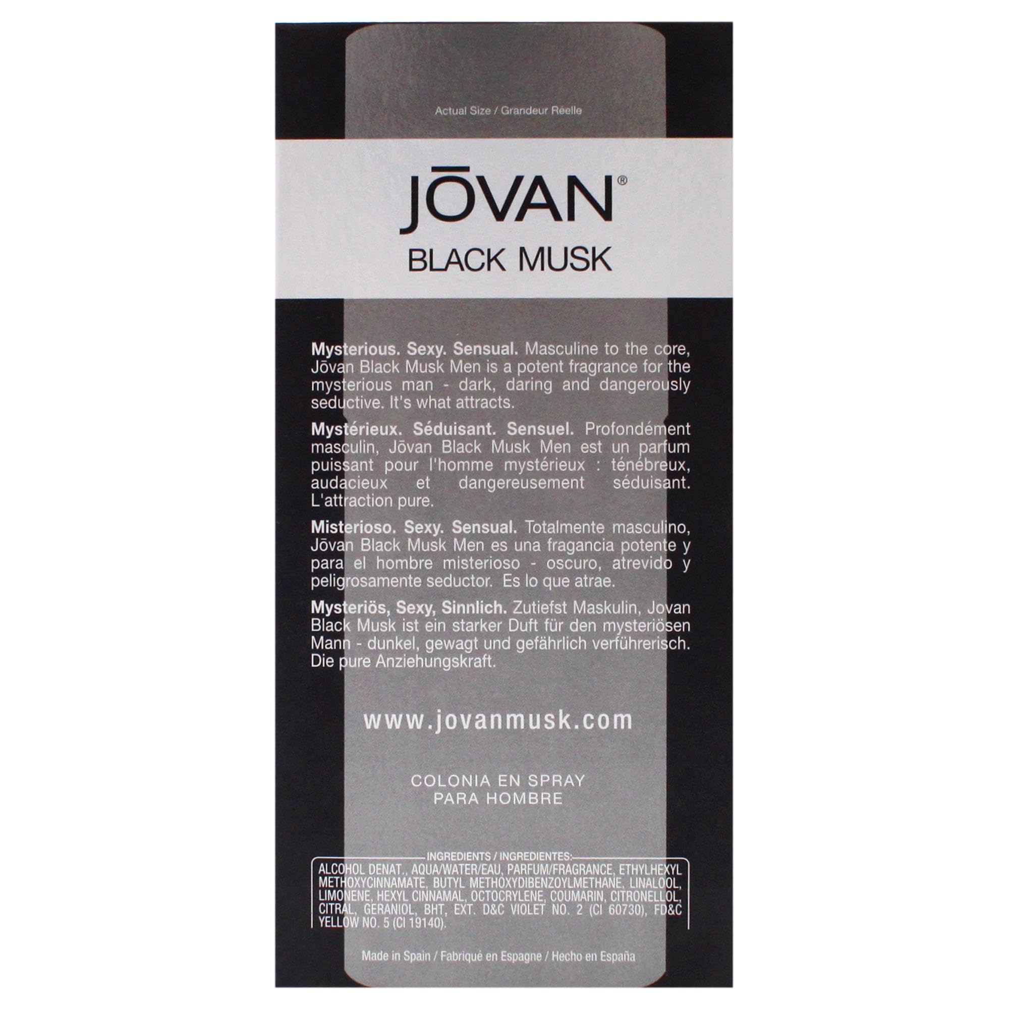 JOVAN Black Musk Eau De Cologne Spray For Men, 88 ml