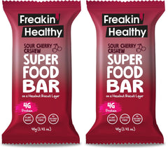 Freakin Healthy Tart Cherry & Cashew Superfood Bar – Naturally Sweetened Protein Snack, Plant-Based Ingredients - 40g (Pack of 2)