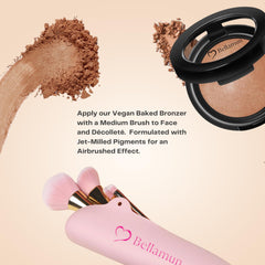 Bellamun Baked Bronzing Powder: Luxury Luminosity for a Radiant Glow - Satin Smooth Texture - Vegan Versatile Application - Net Wt. 0.35 oz (Fiji, Regular)