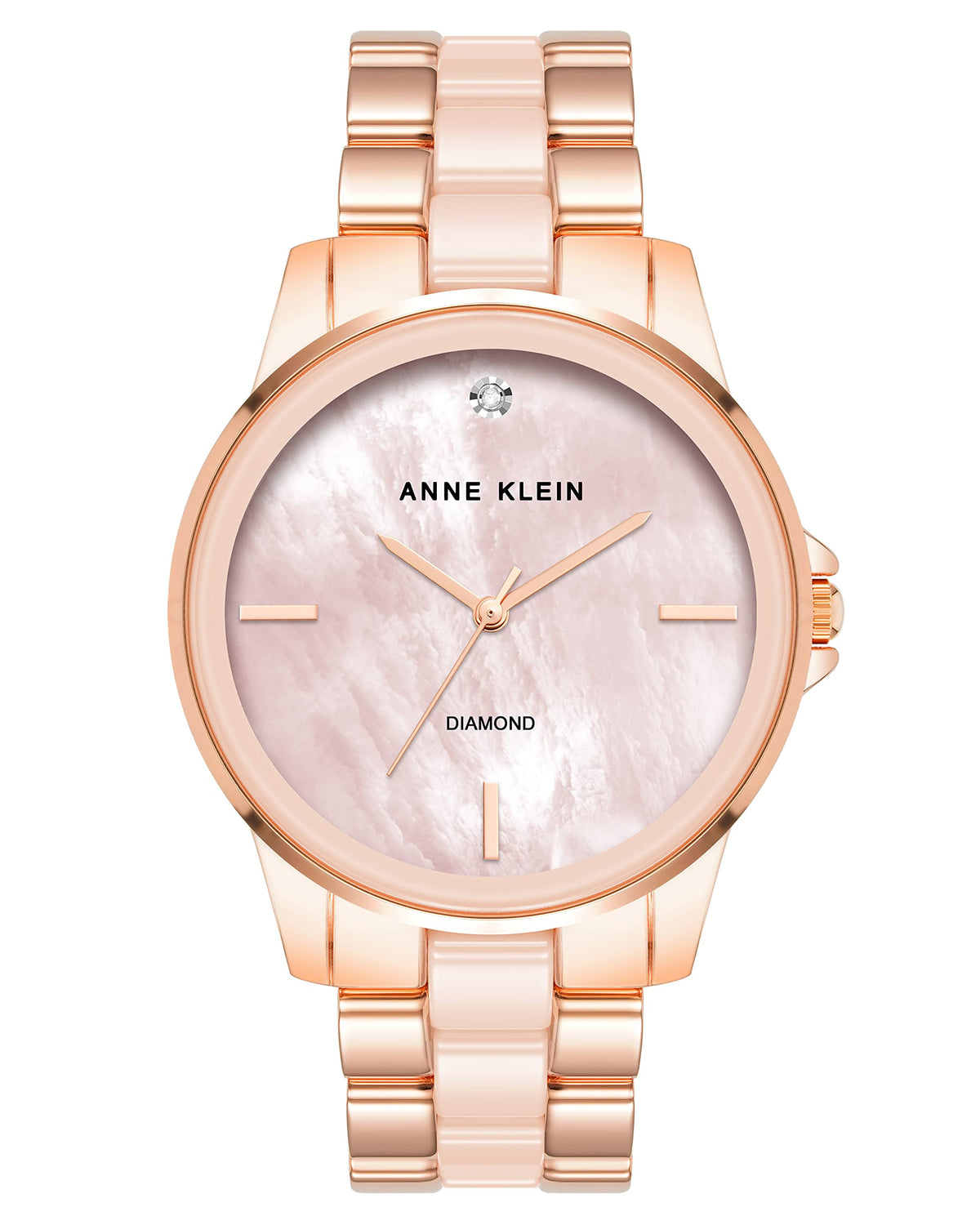 Anne Klein Women's Genuine Diamond Dial Ceramic Bracelet Watch, AK/4120, Blush/Rose Gold