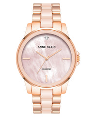 Anne Klein Women's Genuine Diamond Dial Ceramic Bracelet Watch, AK/4120, Blush/Rose Gold