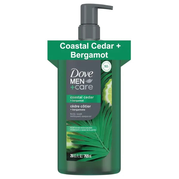 DOVE MEN + CARE Body Wash Coastal Cedar & Bergamot Plant-Based Moisturizing Body Wash for Men - 26oz