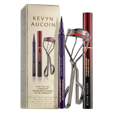 Kevyn Aucoin Eyes Tell All 3-Piece Set – Eyelash Curler, Full-Size Volume Mascara & Precision Liquid Liner, Black - Eye Defining Eyelash + Liner Trio
