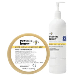 ECZEMA HONEY Oatmeal & Lavender Soap & Oatmeal Body Lotion - Bundle for Sensitive & Dry Skin - Cruelty Free