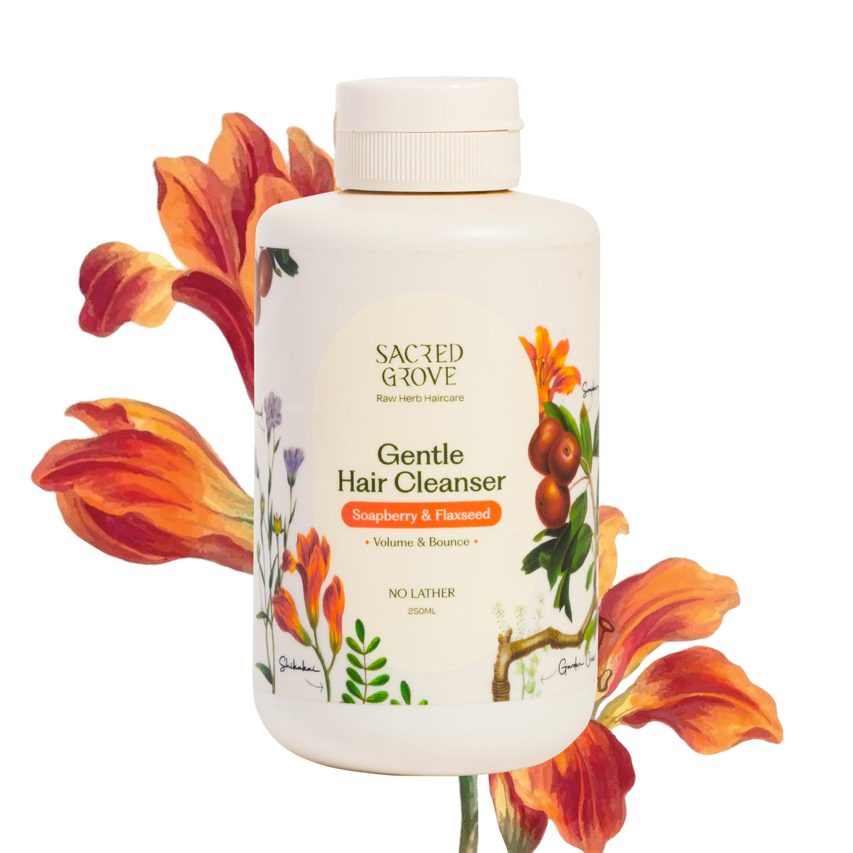 Sacred Grove No Lather Gentle Hair Cleanser, with Reetha, Shikakai & Flaxseed, Sulphate & Paraben Free for Hair Fall Control, Organic Shampoo, 100% Natural Shampoo for Men, Women & Kids - 250 ml