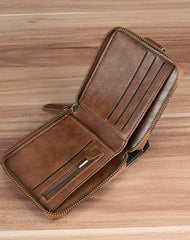TIM DENIMS Men Wallet, Premium Leather, Large Capacity Holds Credit Cards, Coins And Cash With ID Window And A Zipper Pocket