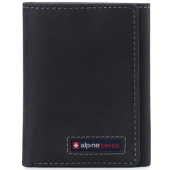 Alpine Swiss Men's Leon Trifold Wallet RFID Safe York Collection - Nubuck Black