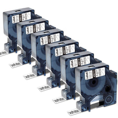 Label Kingdom 6-Pack 45013 Compatible Dymo D1 Tape | 1/2" (12mm) Black on White for LabelManager 160 420P 210D 280 360D