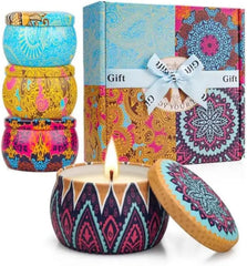 Zaroon Scented Candles Gift Set for Women, Natural Soy Wax & Essential Oil, Aromatherapy Candles. Lavender, Rose, Gardenia and Vanilla., Birthday, Mother's Day, Valentine's Day, Pack of 4