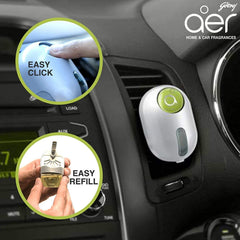 Godrej aer Click, Car Vent Air Freshener Kit - Fresh Lush Green (10G)