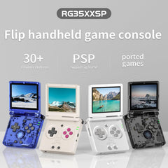 Voacle RG35XXSP Flip Retro Handheld Game Console , Linux System 3.5 Inch IPS Screen Built-in 64G TF Card Support TV Output (Black-new)